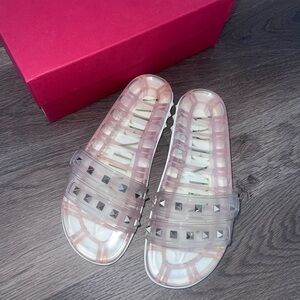Valentino Rockstud Slides Sandals